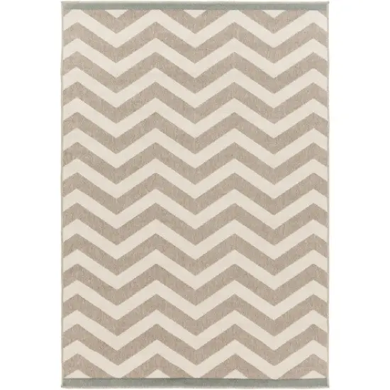 Tiwari Home 2.25' x 4.5' Beige and White Machine Woven Geometric Rectangular Outdoor Area Throw Rug {1}