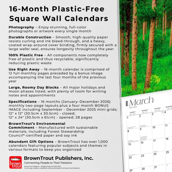 South Dakota Wild & Scenic | 2026 12 x 24 Inch (Hanging) Monthly Square Wall Calendar | Plastic-Free {6}