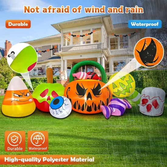 10 FT Halloween Inflatable Outdoor Decorations Pumpkin Ghost Combo {4}
