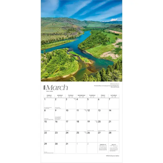 Idaho Wild & Scenic | 2026 12 x 24 Inch (Hanging) Monthly Square Wall Calendar | Plastic-Free {3}