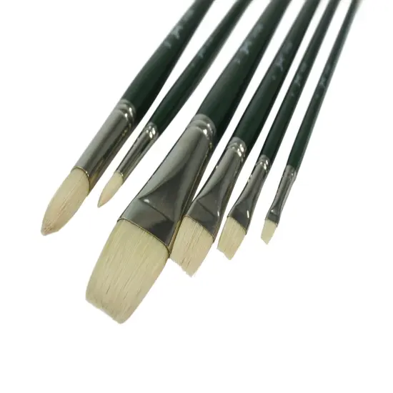 Sax Olympia Interlocked Hog Hair Bristle Paint Brushes Long, Assorted Sizes, Set of 6 {5}