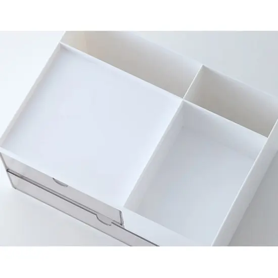 Makeup Organizer with 2 Drawers, Desk Organizer, 4 Compartments, Cosmetics Storage Box for nail polish,Lipstick, Brushes, Jewelry, Skincare, Bathroom Organization Boxes - White {3}