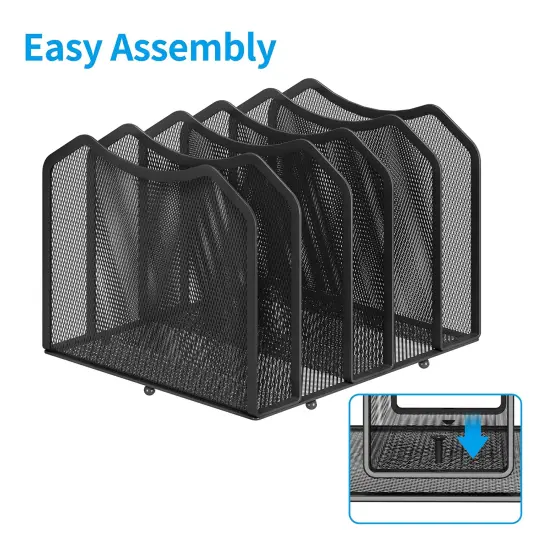 Trending Mesh Desktop File Sorter Organizer, 5-Section Bookshelf for Desk Home Office, Black {6}