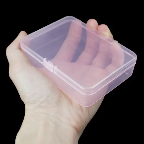 8 Pieces Rectangular Plastic Boxes Empty Storage Organizer Containers with Hinged Lids for Small Items and Other Craft Projects (Pink, 4.5 x 3.3 x 1.1 inch) {4}