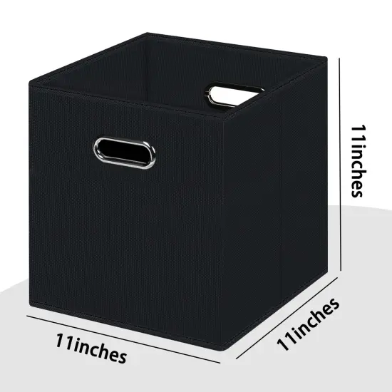 Black Foldable Storage Cubes Bins , Fabric Storage Box Cubes Organizer Baskets with Dual Handles for Home Organizer (Black) {1}