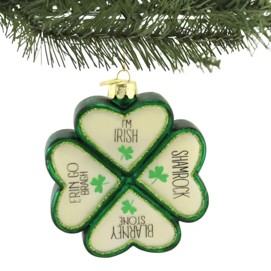 Noble Gems 3.75 In Shamrock With Saying Tree Ornament , LuckyIrish Green {3}