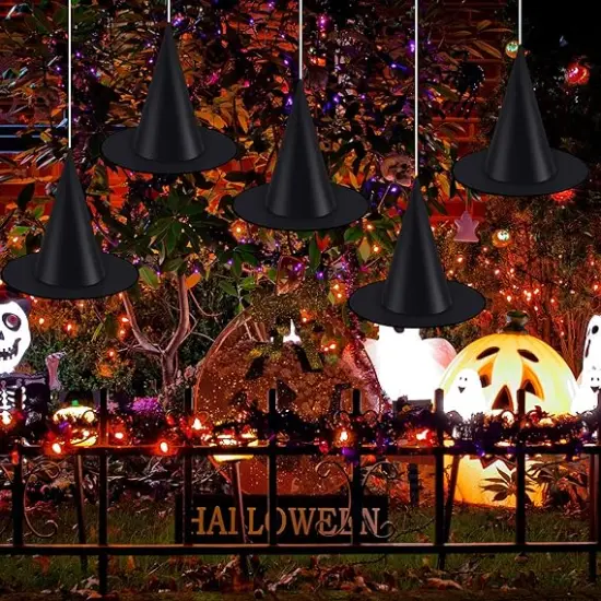12 Pieces Halloween Black Witch Hat {4}