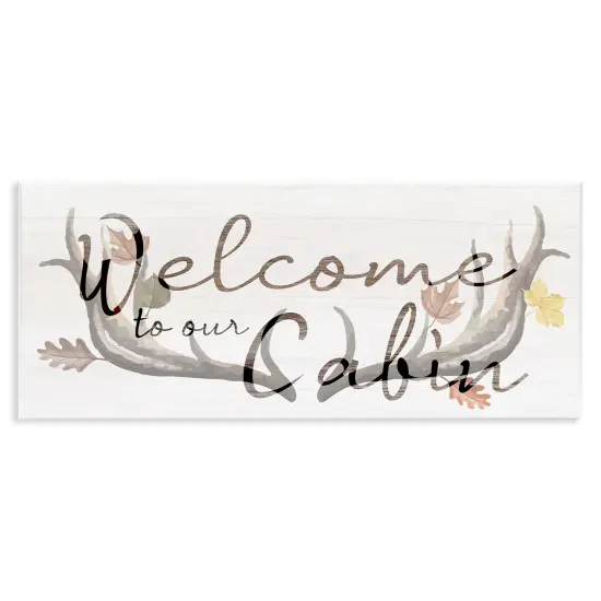 Welcome Cabin Deer Antlers Wall Plaque Art {1}