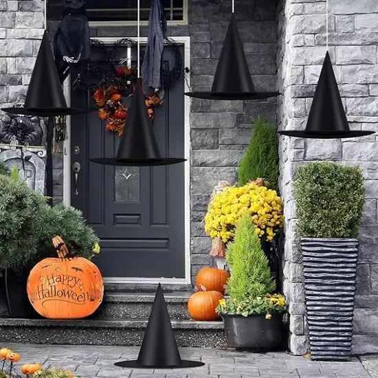 12 Pieces Halloween Black Witch Hat {3}