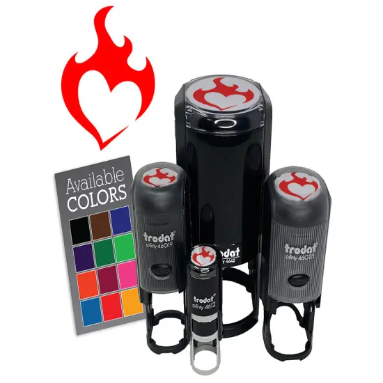 Flaming Heart Burn Fire Passion Love Hot Heat Romance Self-Inking Rubber Stamp Lime Green {7}