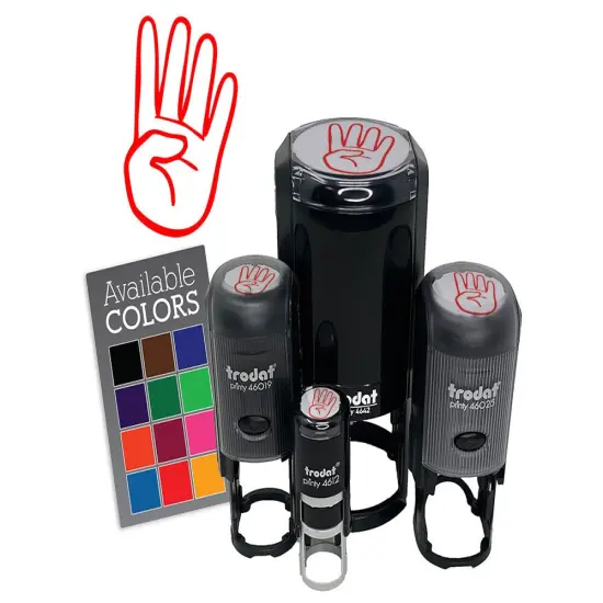 Hand Holding Up Four Fingers Self-Inking Rubber Stamp Crafting Planner Fuchsia {7}
