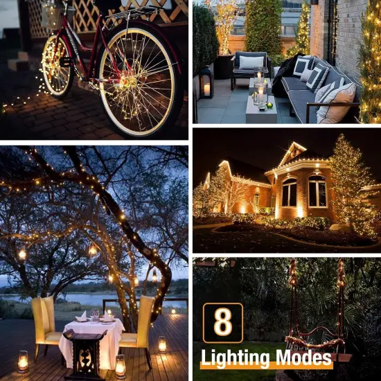 4 Pack Solar String Lights Outdoor - 320LED 132FT Solar Fairy Lights Waterproof 8 Modes {3}