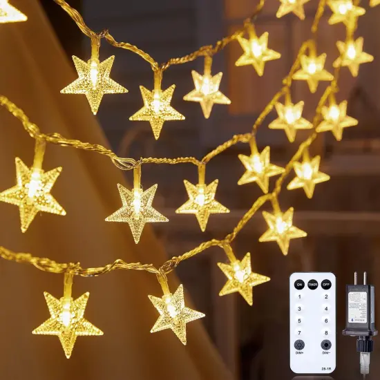 Star String Lights Plug in - 33FT, 100 LED with Remote and Timer (Warm White) {1}
