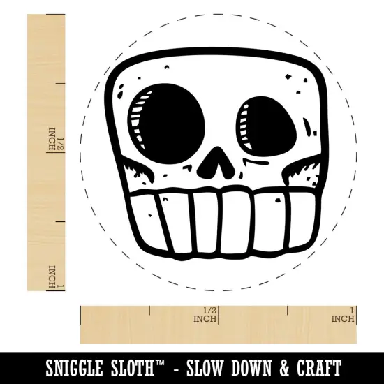 Square Cartoon Skull Skeleton Bones Self-Inking Rubber Stamp Crafting Planners Lime Green {1}
