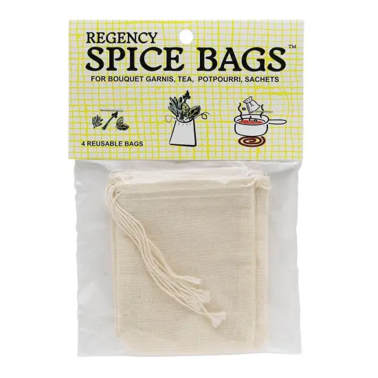 Regency Wraps 100% Cotton Spice Bags with Drawstring for Enclosing Bulk Spices, Tea, Potpourri, Jewelry - Set of 4 {1}