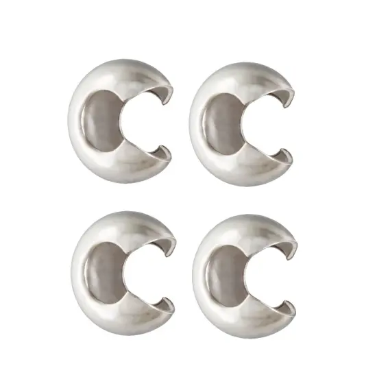 JewelrySupply Sterling Silver Crimp Covers 3mm - 4 Pack Jewelry Making Supplies Crimp Bead Covers for Bracelet Necklace DIY Findings {1}