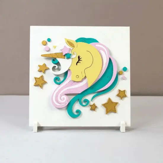 Rosa Talent Star Unicorn - 3D Painting on Primed Fiberboard Set. Create Your DIY Decoration. 7.09*7.09 inches. {1}