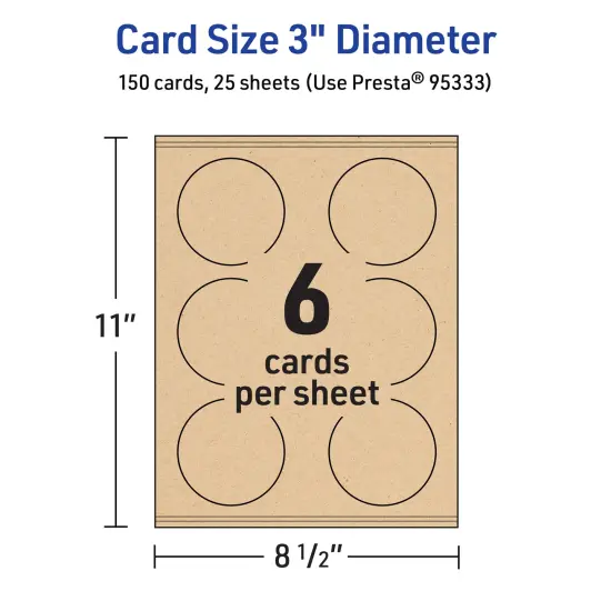 Avery Kraft Brown Round Cards, 3" Diameter Round {5}