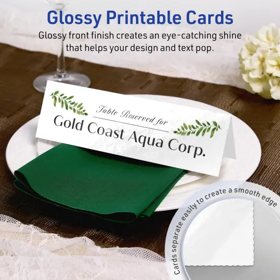 Avery Glossy White Tent Cards, 2-1/2" x 8-1/2" Rectangle {2}