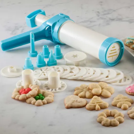 Hutzler 23pc Easy Action Cookie Press and Food Decorator Set - For Simple Decorating of Appetizers and Desserts {2}