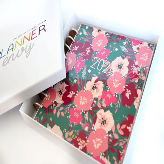 2025 Planner - Mini Horizontal Layout, Disc Bound - "Teal & Pink Floral" (#1005) {3}