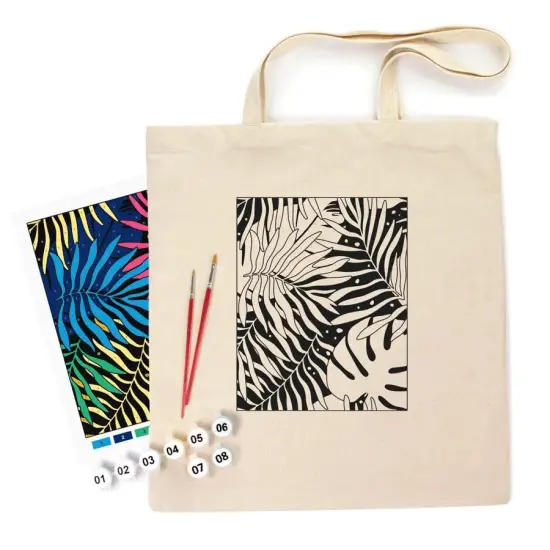 Rosa Talent Bright Leaves - Shopper Coloring Kit. Ecobag Painting Kit, Cotton 0.03 lb/in2, 14.96*16.54 inches. {1}