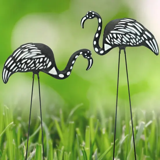 4E's Novelty Skeleton Flamingo Yard Ornaments &ndash; Set of 2 Large 23" Zombie Flamingos with Metal Stakes, Scary Halloween Outdoor Lawn, Garden, Porch, Patio Decorations, Durable Plastic & Weather-Resistant {6}