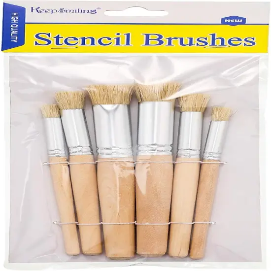 3 Sizes - Wooden Stencil Brushes Natural Stencil Bristle Dome Art Painting {1}