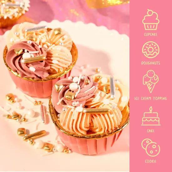 Gold Sugar Pearl Metallic Sprinkles for Cupcake Toppers {2}