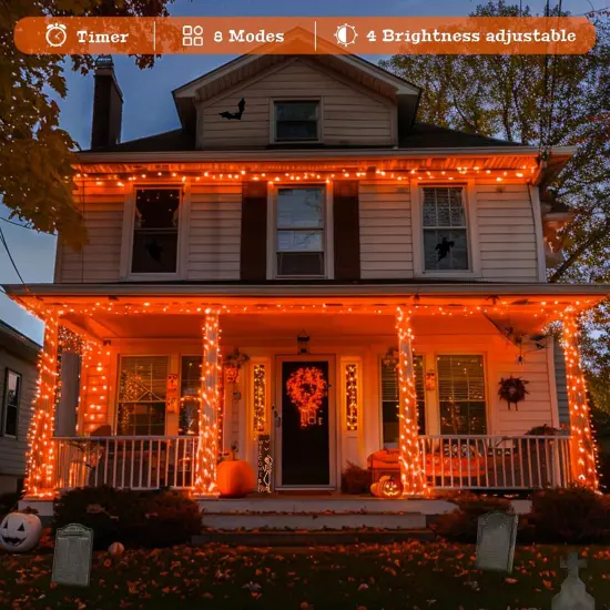 132 ft 400 LED Orange Halloween String Lights Indoor Outdoor Waterproof {2}