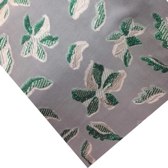 1 Yard France Metallic Champagne and Green Chiffon Print Fabric for Dresses and Eveningwear 52 Inches Wide {4}