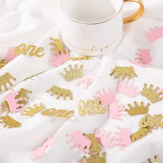 Glitter Crown Confetti Pink and Gold One Table Scatter {4}