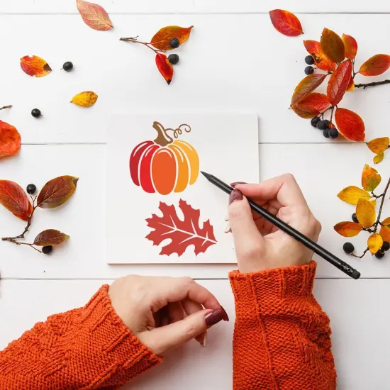 56pcs - Pumpkin Stencil Autumn Leaf ,3inch Fall Stencils for Painting on Wood {5}