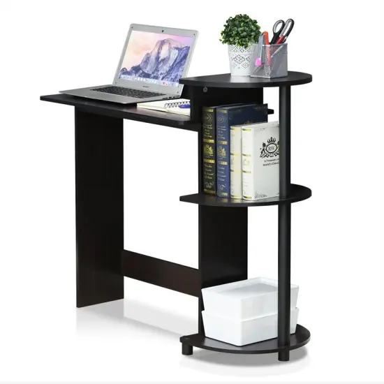 Contemporary Computer Desk with CPU Storage Shelf Compact Modern Engineered Particleboard Desk for Small Spaces Black {3}
