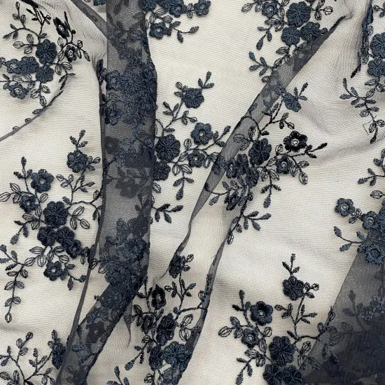 1 Yard Embroidered Lace Fabric Floral Elegant Net Mesh Wedding Dress 54" Width Pink {4}