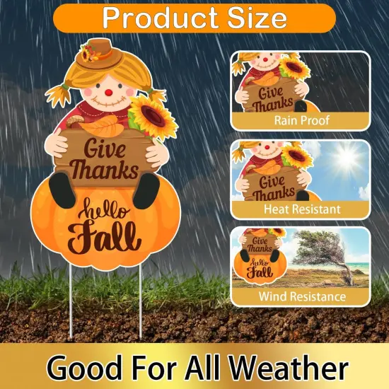 Fall Scarecrows Pumpkins Yard Stakes Signs Decoration {2}