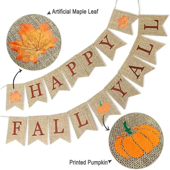 Happy Fall Yall Burlap Banner {3}