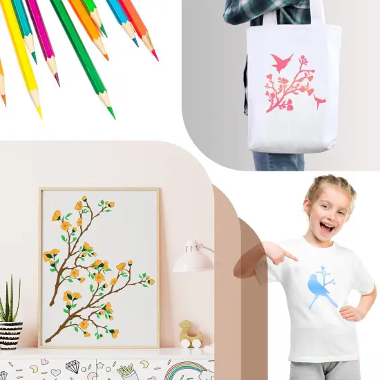 20 Pieces Bird Stencils for Painting Reusable Animal plante Spring Stencil {4}