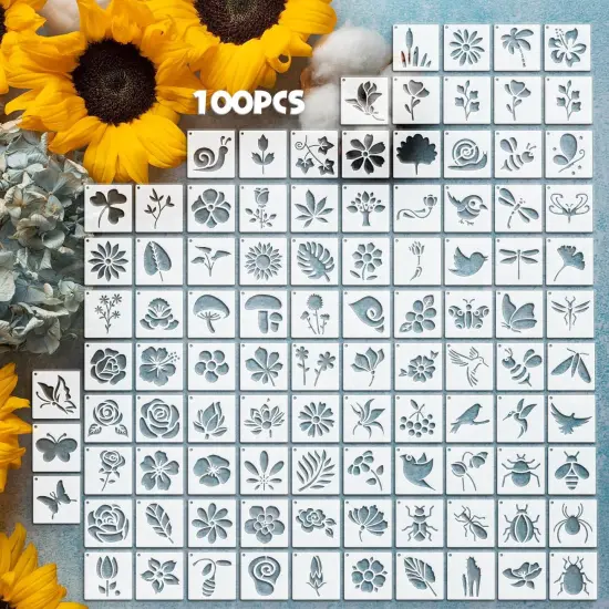 100 Pcs Flower Stencils - 1.5 x 1.5 Inch {1}