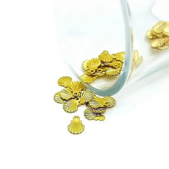 Gold 304 Stainless Steel Tiny Sea Shell Charms, 8x6mm {1}