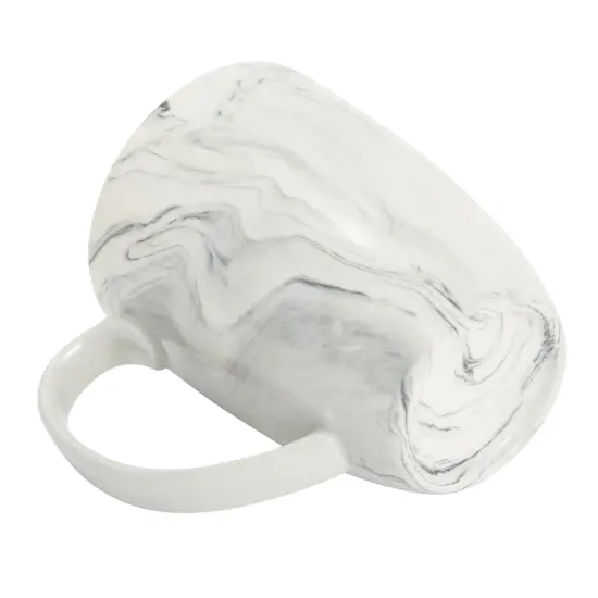 Set of 4 Grey Marble Ceramic Mugs for Coffee, Hot Cocoa, Tea (16oz) {4}