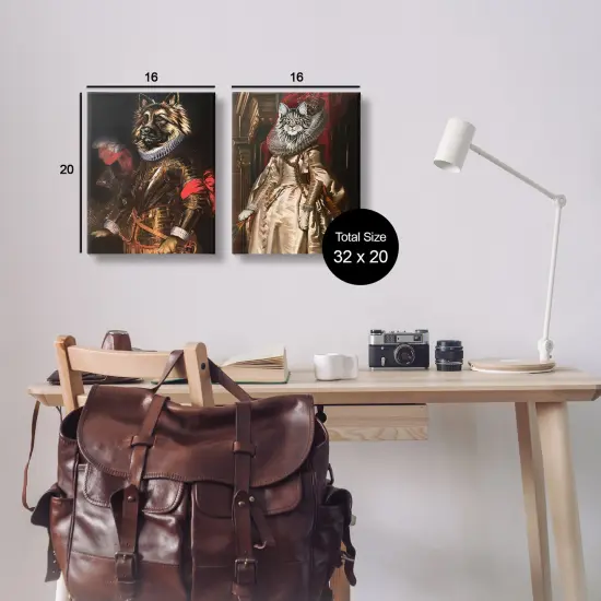 Stupell Industries Royal Garb Dog & Cat 2pc Canvas Wall Art Set Design by Carolee Vitaletti  {3}