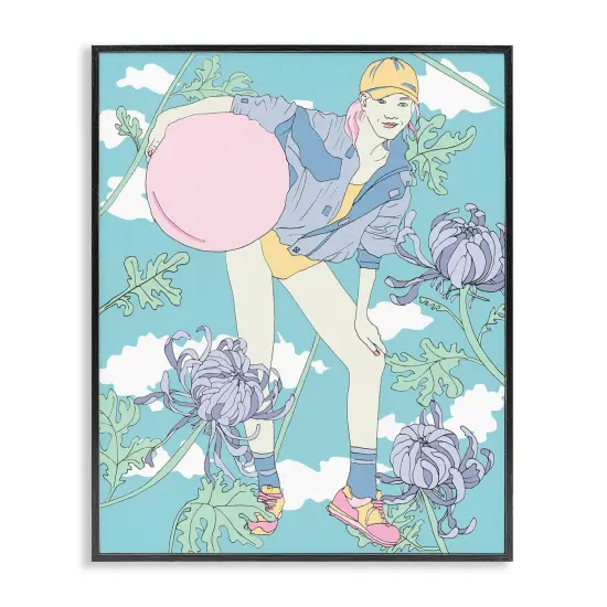 Stupell Industries Pastel Exercise Ball Girl Framed Giclee Wall Art Design by Melissa Wang {7}