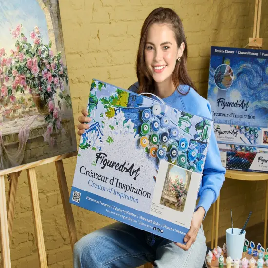 Figured'Art Paint by Numbers for Adults with Frame Pretty Bouquet 16"x20" - Craft Art Painting DIY Kit Canvas Already Stretched on a Wooden Frame {2}