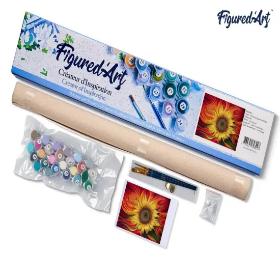 Figured'Art Paint by Numbers Kit for Adults Red Sunflower 16"x20" - Craft Art Painting DIY Kit Rolled Canvas without frame {5}