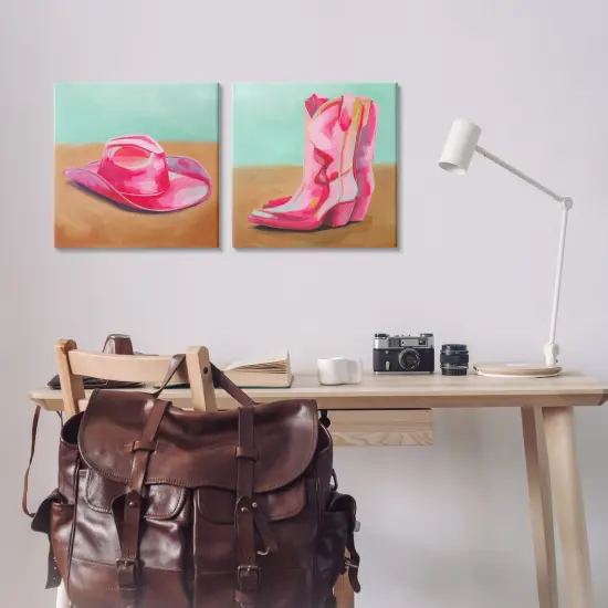 Stupell Industries Pink Theme Cowgirl Fashion 2pc Canvas Wall Art Set Design by Grace Popp  {8}
