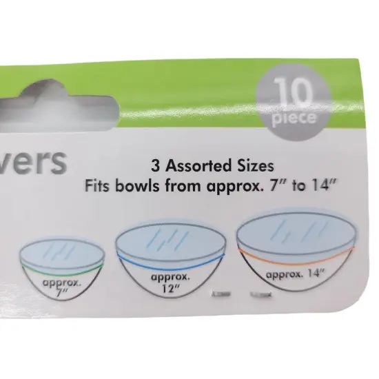 Handy Housewares 10-Piece Reusable Fitted Food Bowl Cover Set - Includes 3 Sizes Fitting From 7" to 14" Bowls {4}