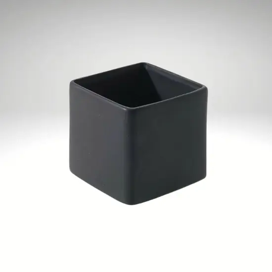 4.75" Square Matte Black Ceramic Vase &ndash; Modern Floral Container for Centerpieces & Minimalist Home Decor-92170-56 {1}