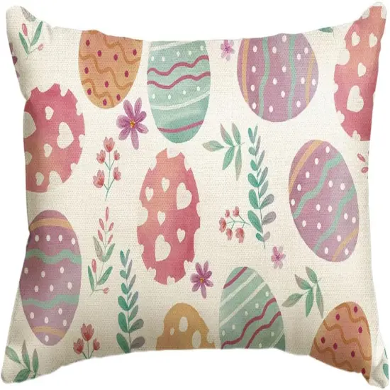 Easter Egg Floral Throw Pillow Cover &ndash; Spring Cushion Case for Sofa & Couch D&eacute;cor (1 PC) {3}