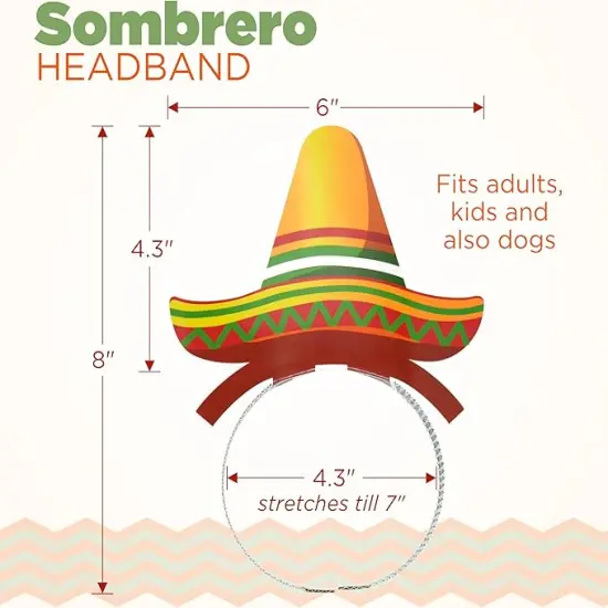 4E's Novelty 9 Pack Sombrero Headband Party Bulk &ndash; Cinco De Mayo Party Favors Supplies, Birthday & Taco Tuesday Accessories {5}